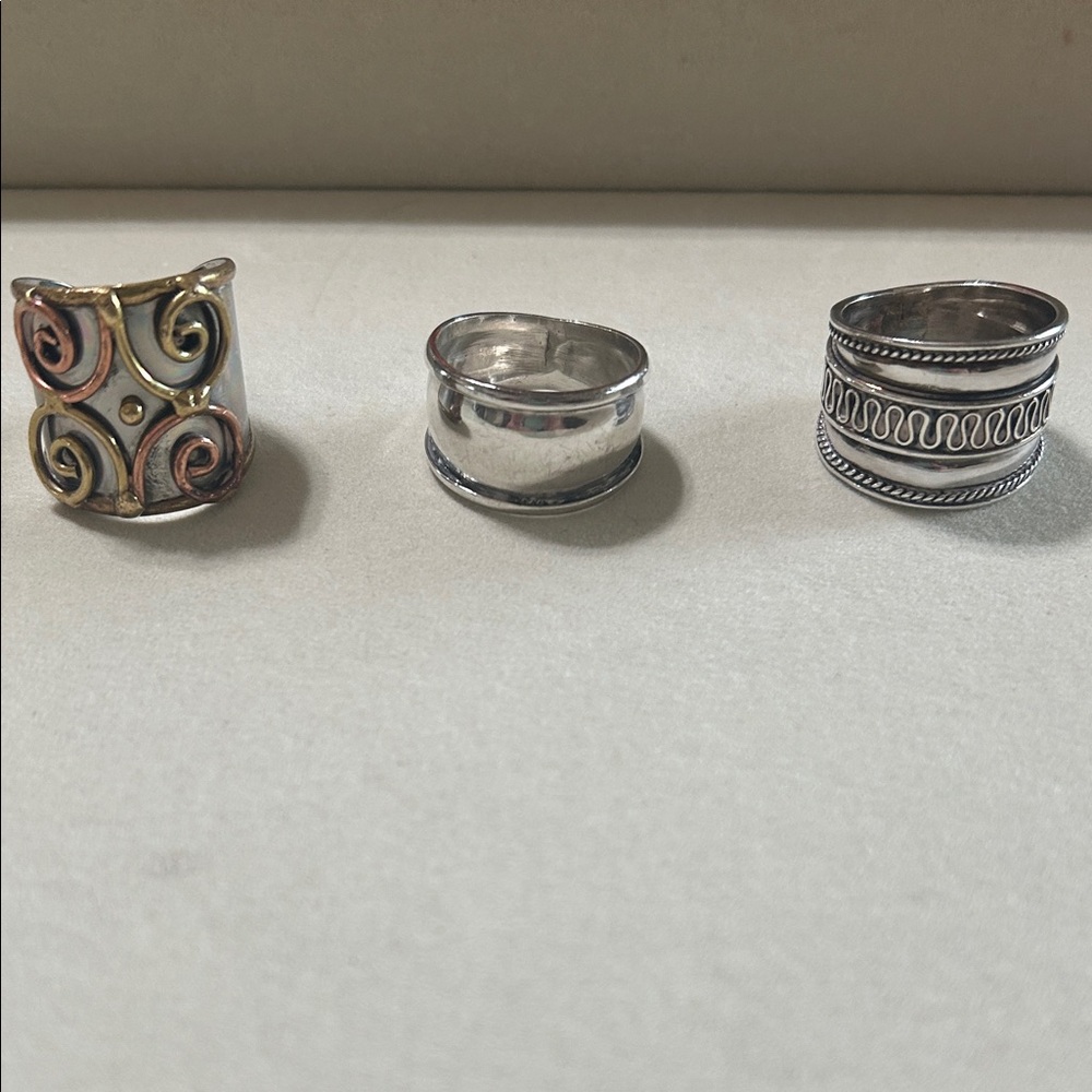 Elegant Silver and Gold-Tone Ring Set